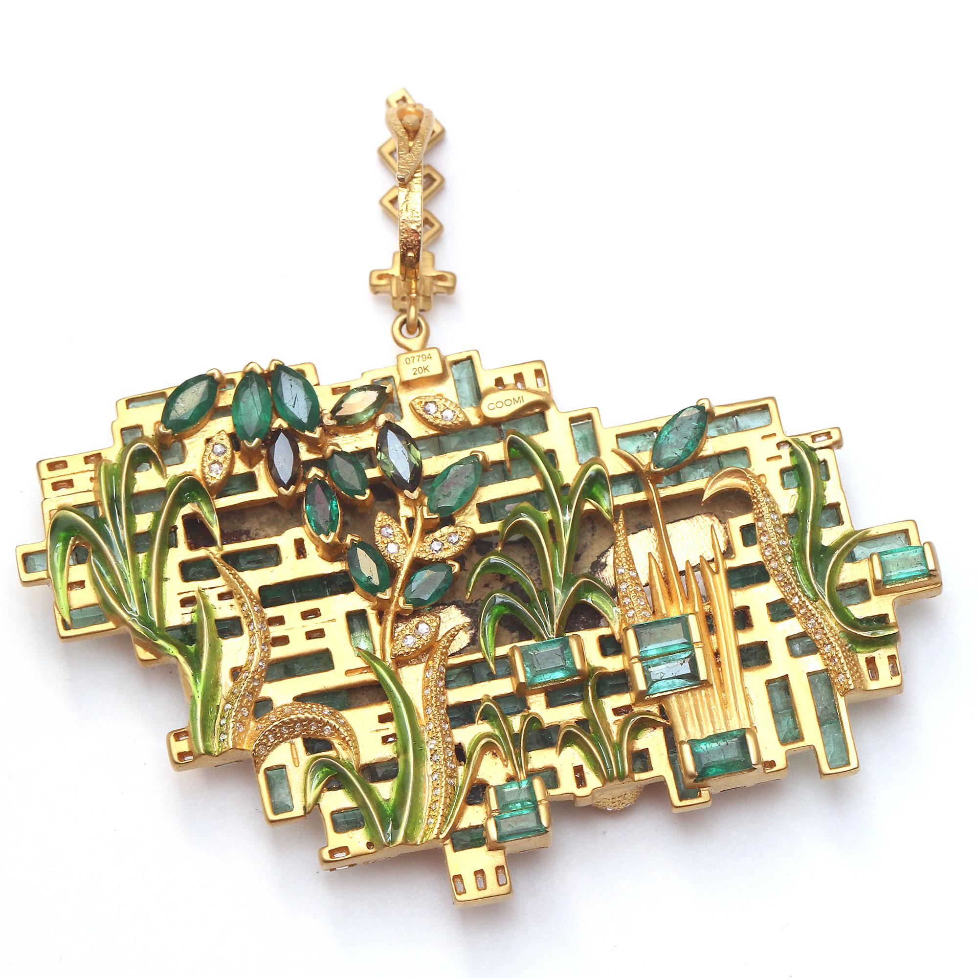 Coomi Antiquity pendant set in 20K yellow gold featuring a Roman bronze horse brooch, c. 2nd - 3rd Century AD, with 13.25cts emerald, 1.61cts diamond, and 0.83cts green tourmaline.

Before human beings created alphabets or forged written words, art