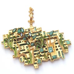 Coomi 20 Karat Gold Roman Bronze Horse Emerald Pendant