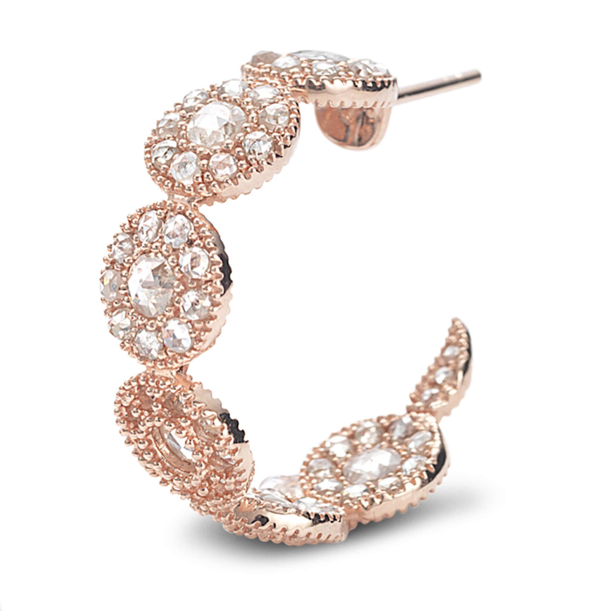 Artisan Coomi 20 Karat Rose Gold Eternity Diamond Hoop Earrings