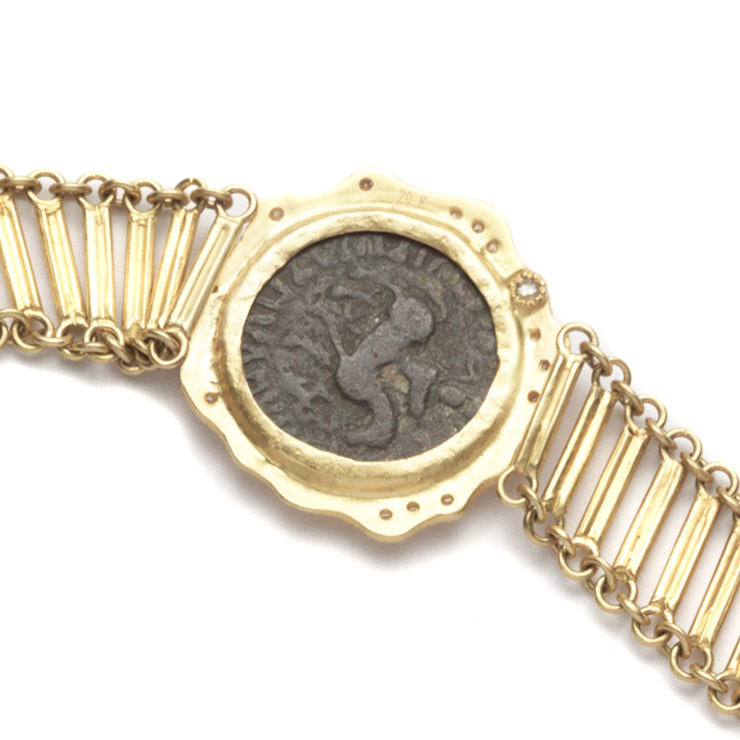 Coomi 20K Antique Coin Bracelet with Diamond For Sale 1