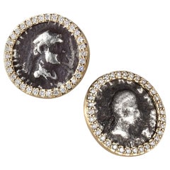 Coomi 20K Antique Coin Earrings with Pavé Diamonds
