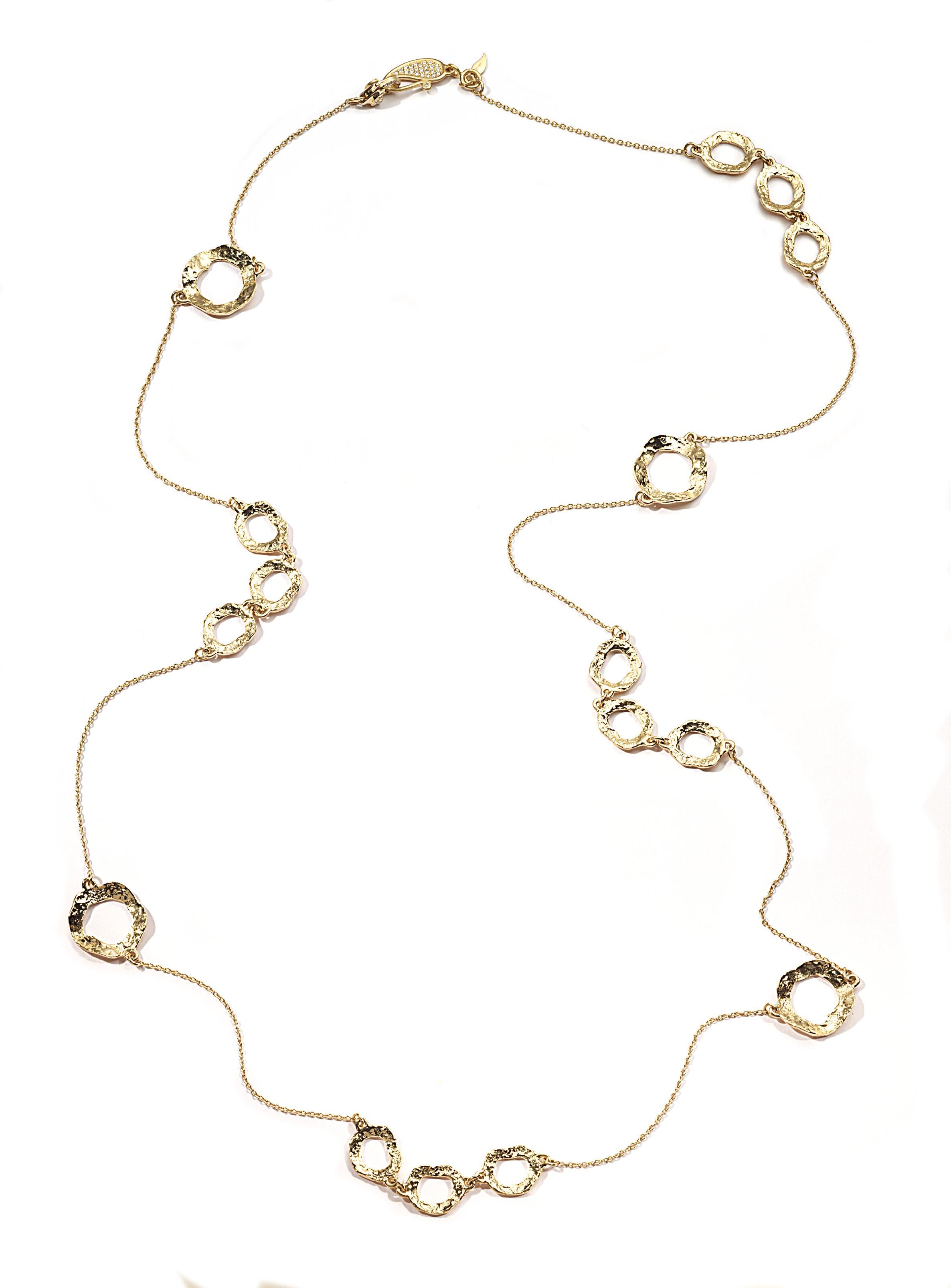 Hand made Coomi open flower necklace set in 20K yellow gold with 0.11cts pavé diamonds on clasp closure. 