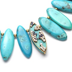 Coomi 20K Gold, Turquoise, Sapphire, Diamond Necklace