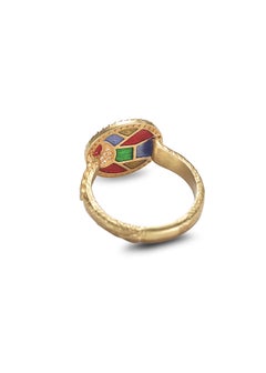 Coomi 20K "Infinity" Ring with Diamonds and Enamel
