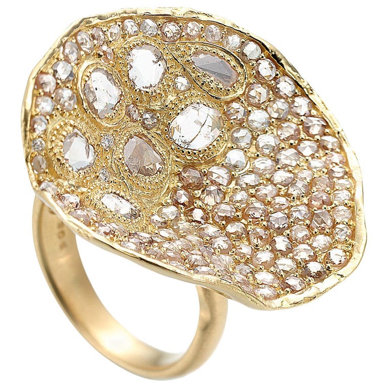 Coomi 20K Serenity Cactus Flower Diamond Ring - Large For Sale at 1stDibs