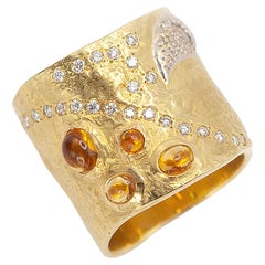 Coomi Bague sculpturale en or jaune 20K avec citrine cabochon et diamant