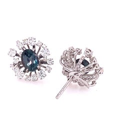 COOMI 2.47 Carat Alexandrite and Diamond Stud Earrings in 18 Karat White Gold