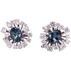 COOMI 2.47 Carat Alexandrite and Diamond Stud Earrings in 18 Karat White Gold