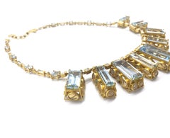 20 Karat Aquamarine and Opal Statement Necklace