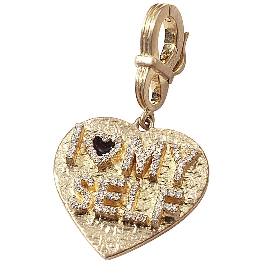 Coomi "I Love Myself" Heart Pendant in 20 Karat Gold For Sale