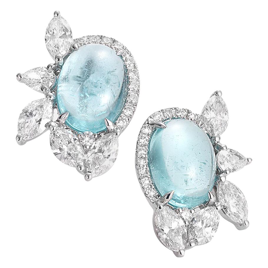 Coomi Paraiba 18 Karat White Gold Stud Earrings