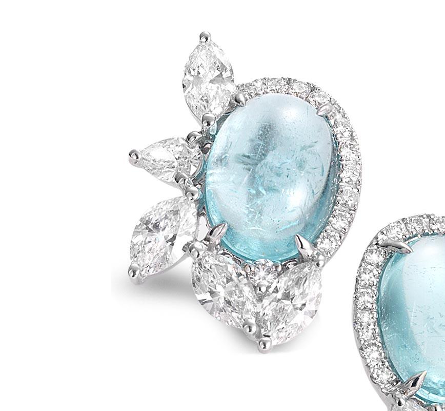 Oval Cut Coomi Paraiba 18 Karat White Gold Stud Earrings