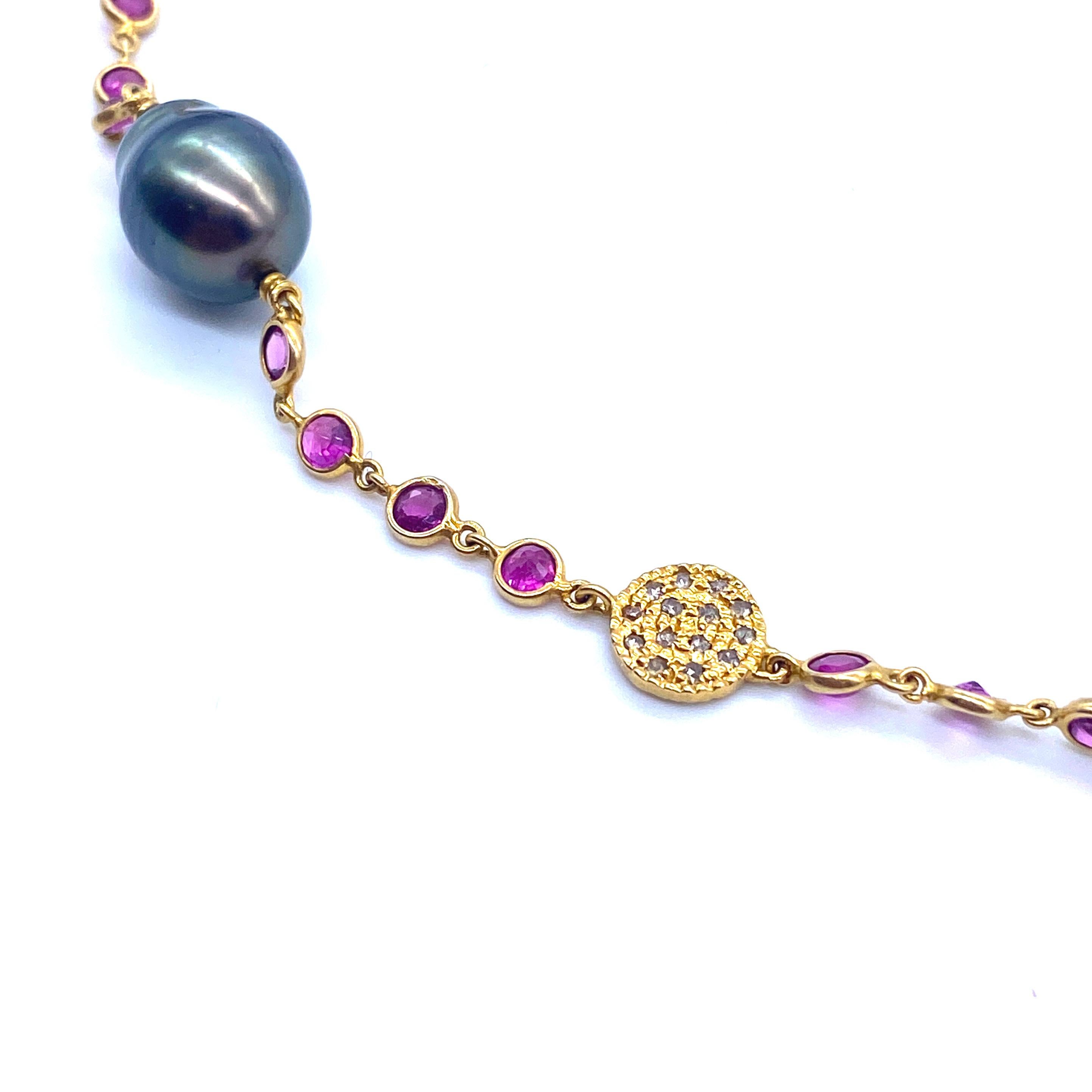 Contemporary Coomi South Sea Pearl, Pink Sapphire and Diamond Necklace