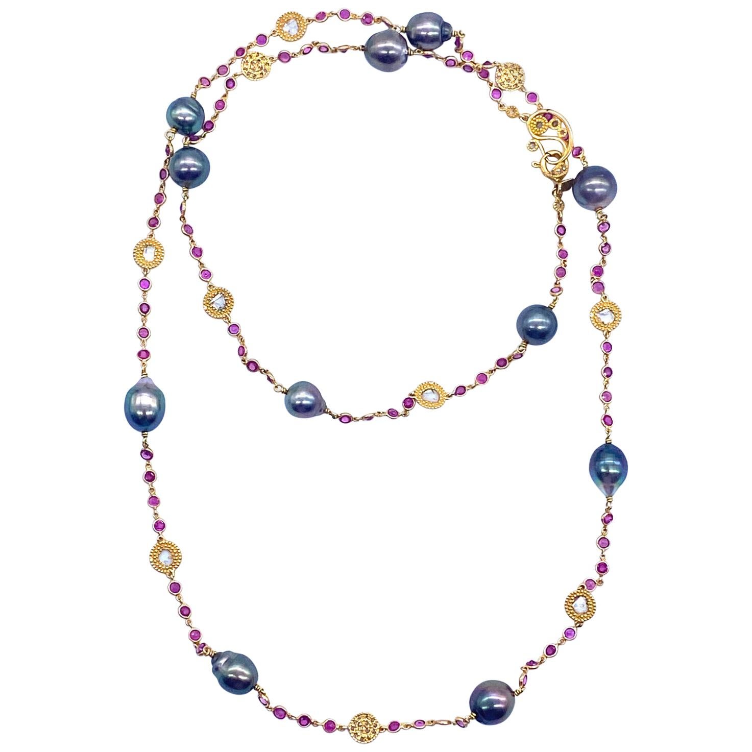 Coomi South Sea Pearl, Pink Sapphire and Diamond Necklace