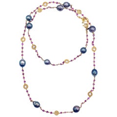 Collier Coomi en perles des mers du Sud, saphirs roses et diamants