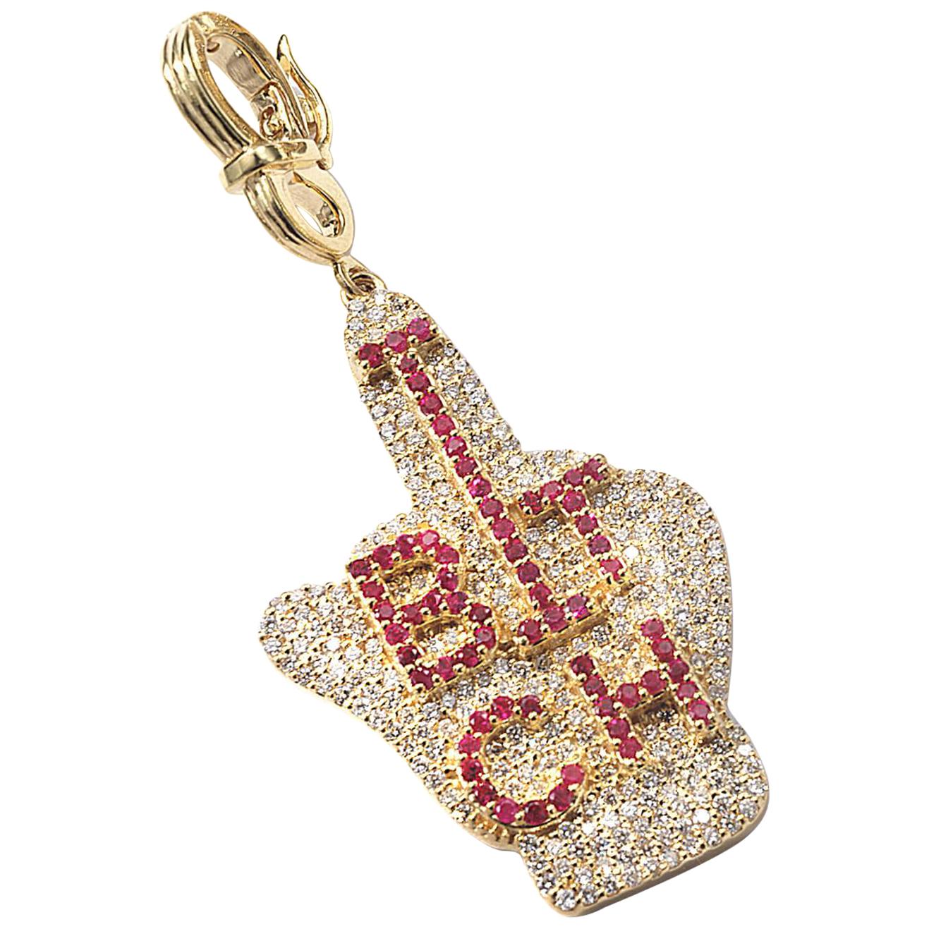 Coomi Uncensored "Bitch" Diamond Pendant Set in 20 Karat Gold