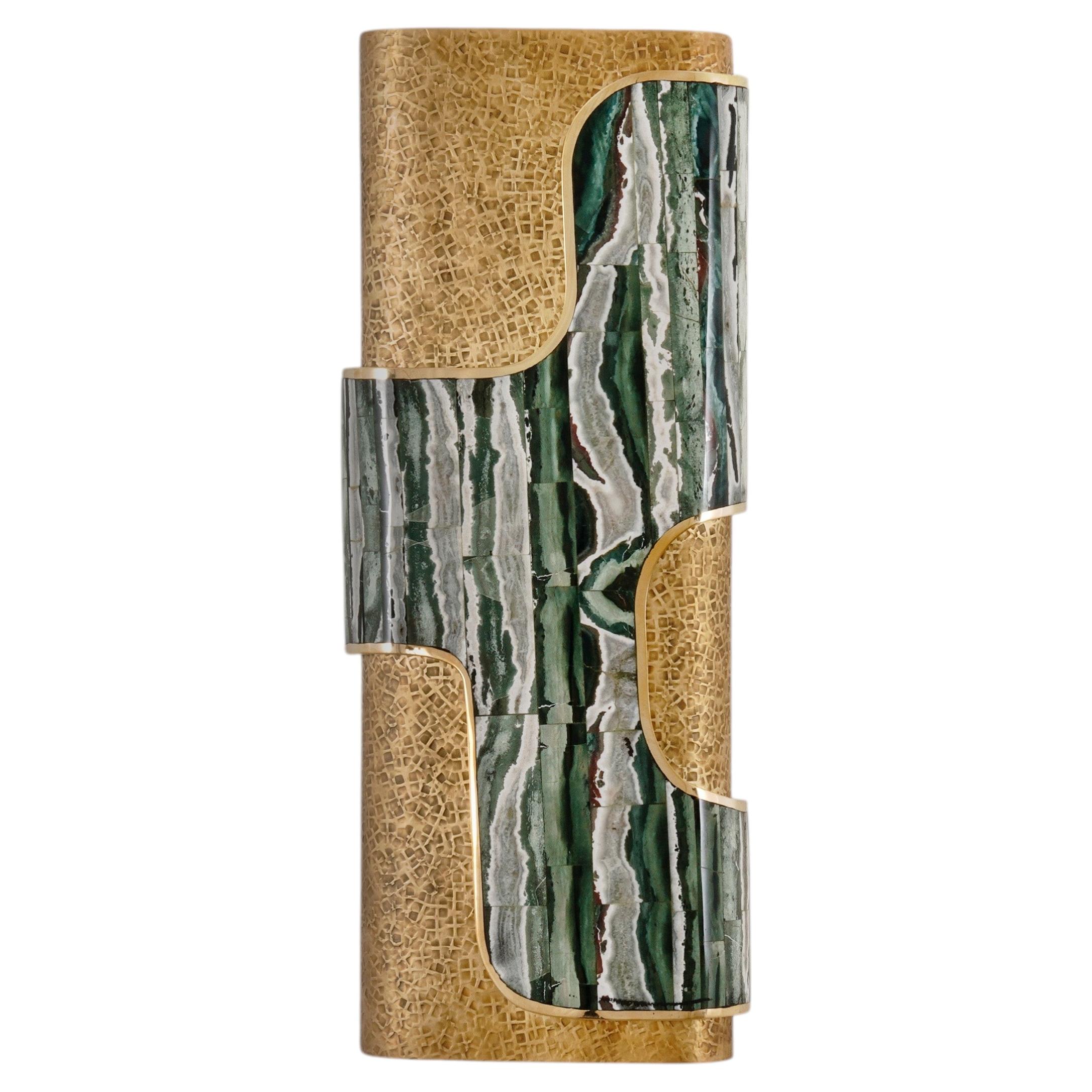 Coonoor Gold Wall Sconce A in Brass & Semi Precious Stone, Viya by Vikram Goyal