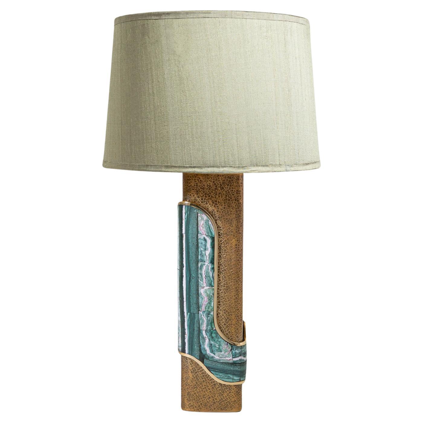 Coonoor Table Lamp A in Brass 
Semi Precious Stone, Viya by Vikram Goyal