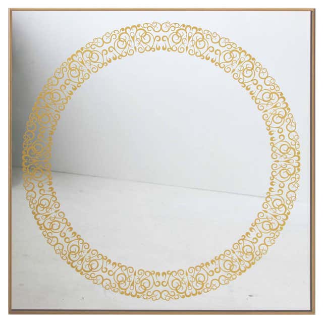 Gold Drop Mirror in Solid Mahogany Wood For Sale at 1stDibs