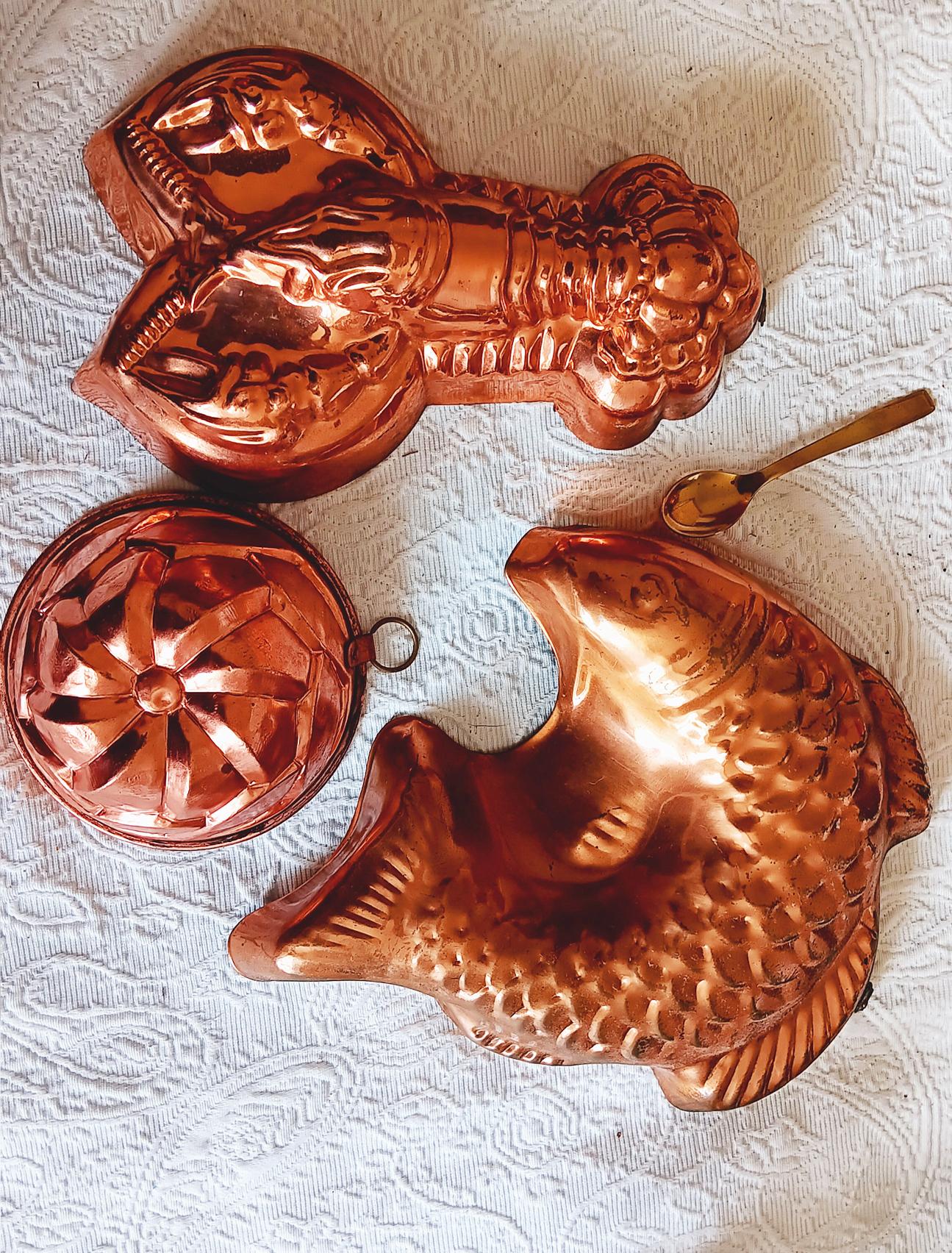 Country Stampi Cooper per cucina Pesce e aragosta Decorazione da parete Lotto 3 in vendita