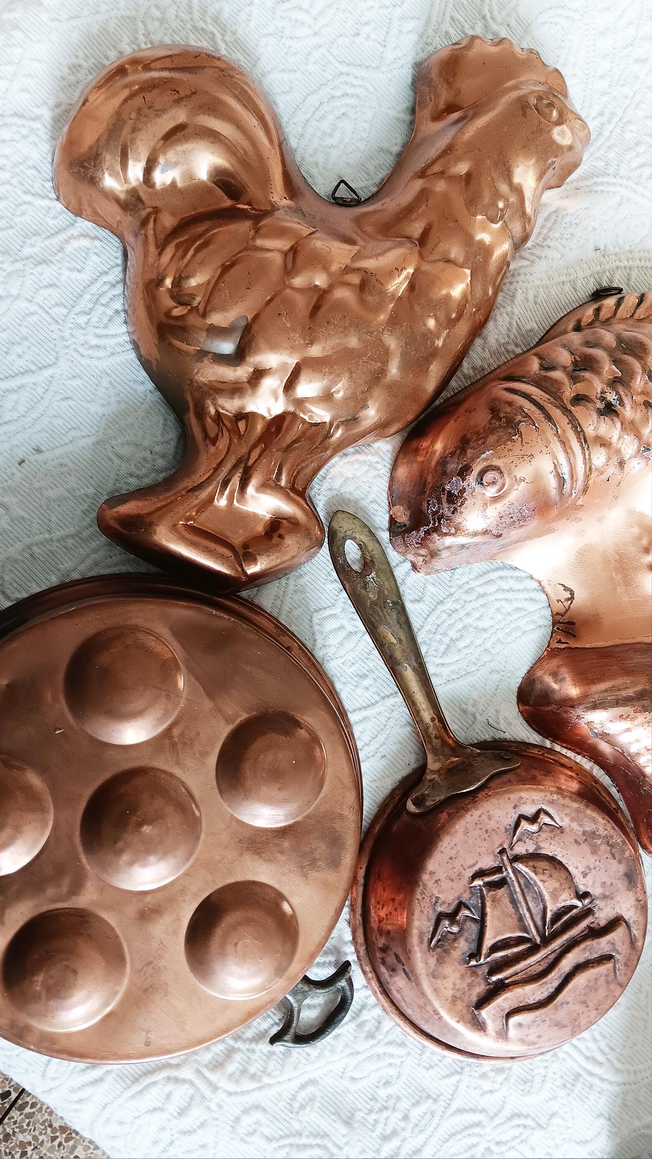 Cuivre Décoration murale Cooper Molls  for Kitchen Fish and Lobster Lot 4 en vente