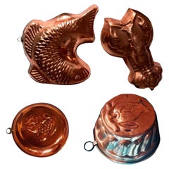 Antique Cooper Molls Wall Decoración  for Kitchen Pomegranate Fish and Lobster Lot 4