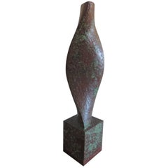 Cooper on Redwood Sculpture by American Sculptor Melvin A. Schuler on Pedestal