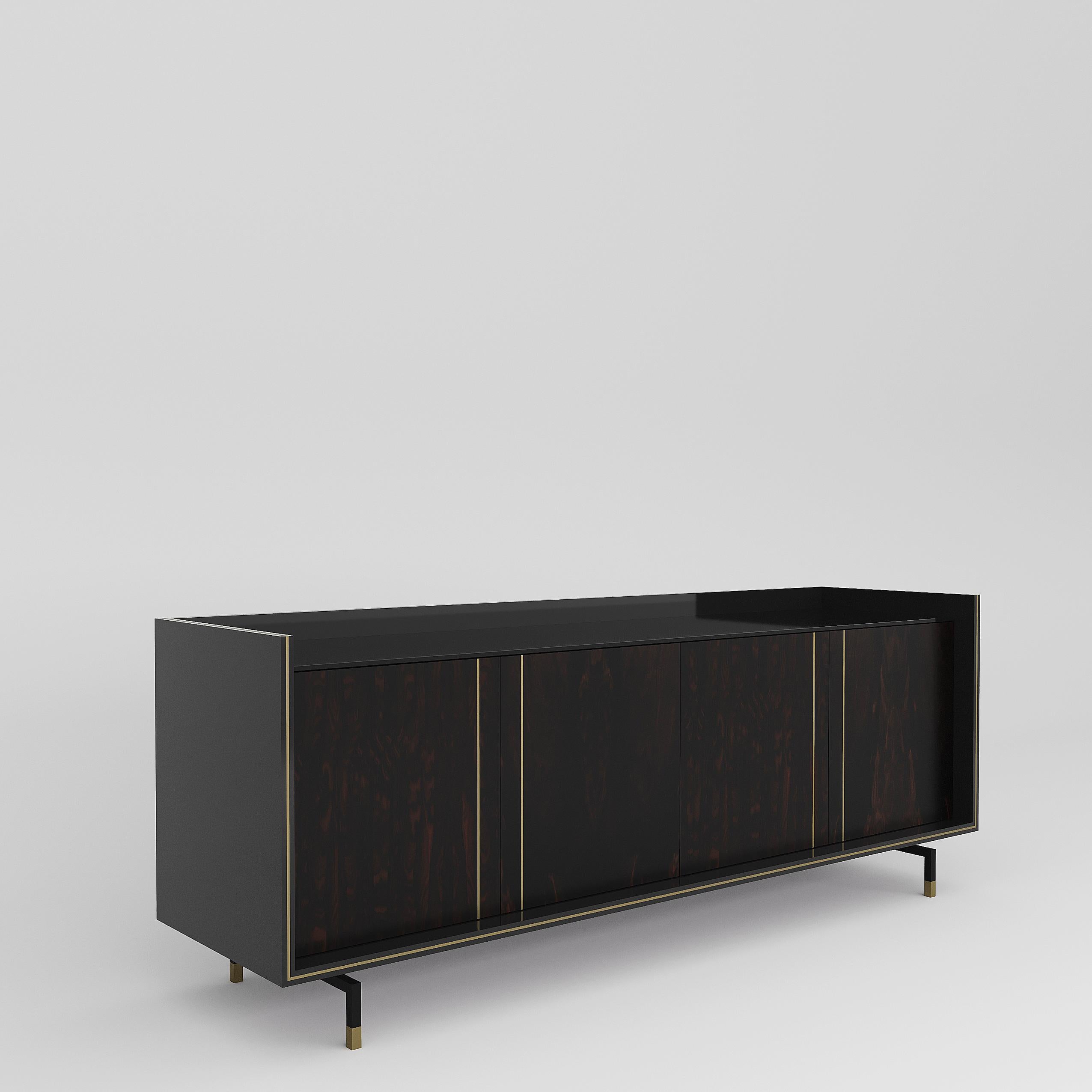 COOPER wood sideboard with Antique Brass details In New Condition For Sale In Frazão, Porto