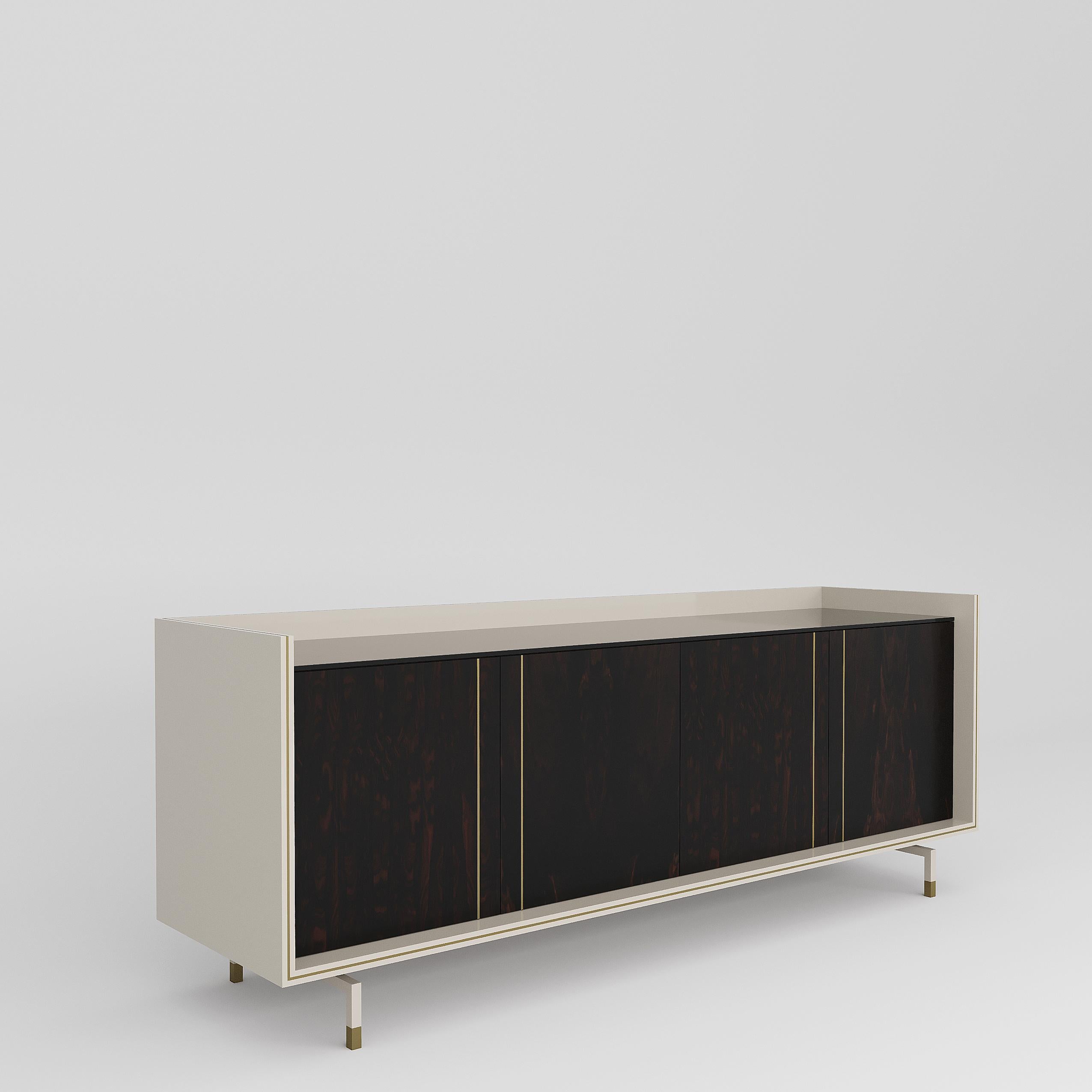Contemporary COOPER wood sideboard with Antique Brass details For Sale