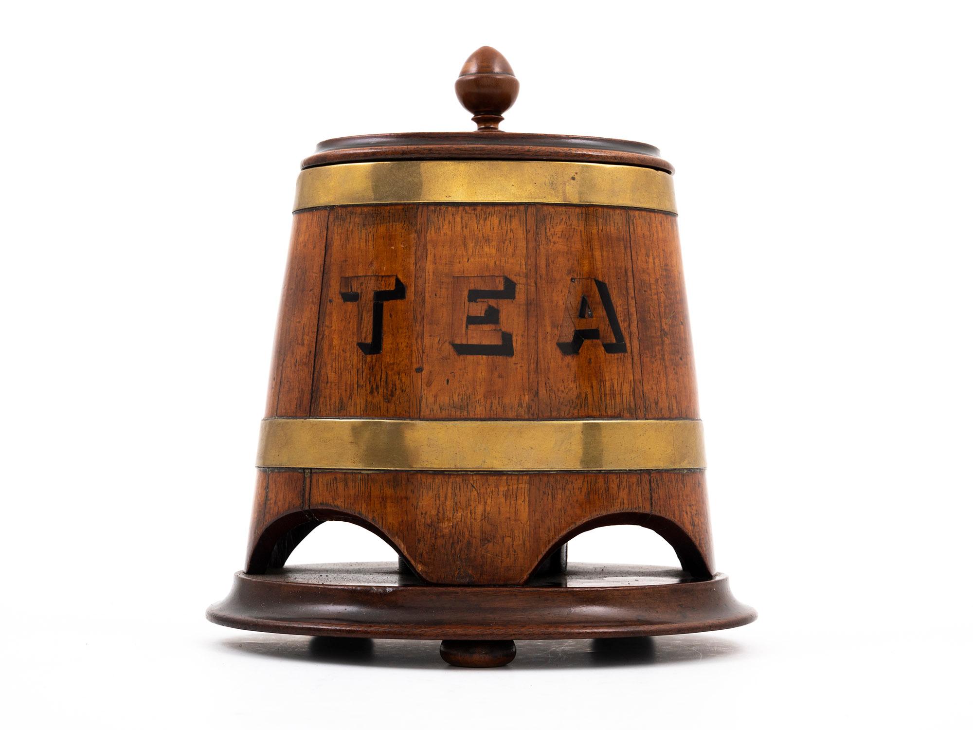 Coopered Barrel Advertising Tea Caddy For Sale 2