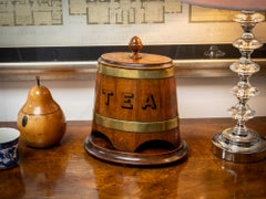 Antique English Coopered Barrel Advertising Tea Caddy