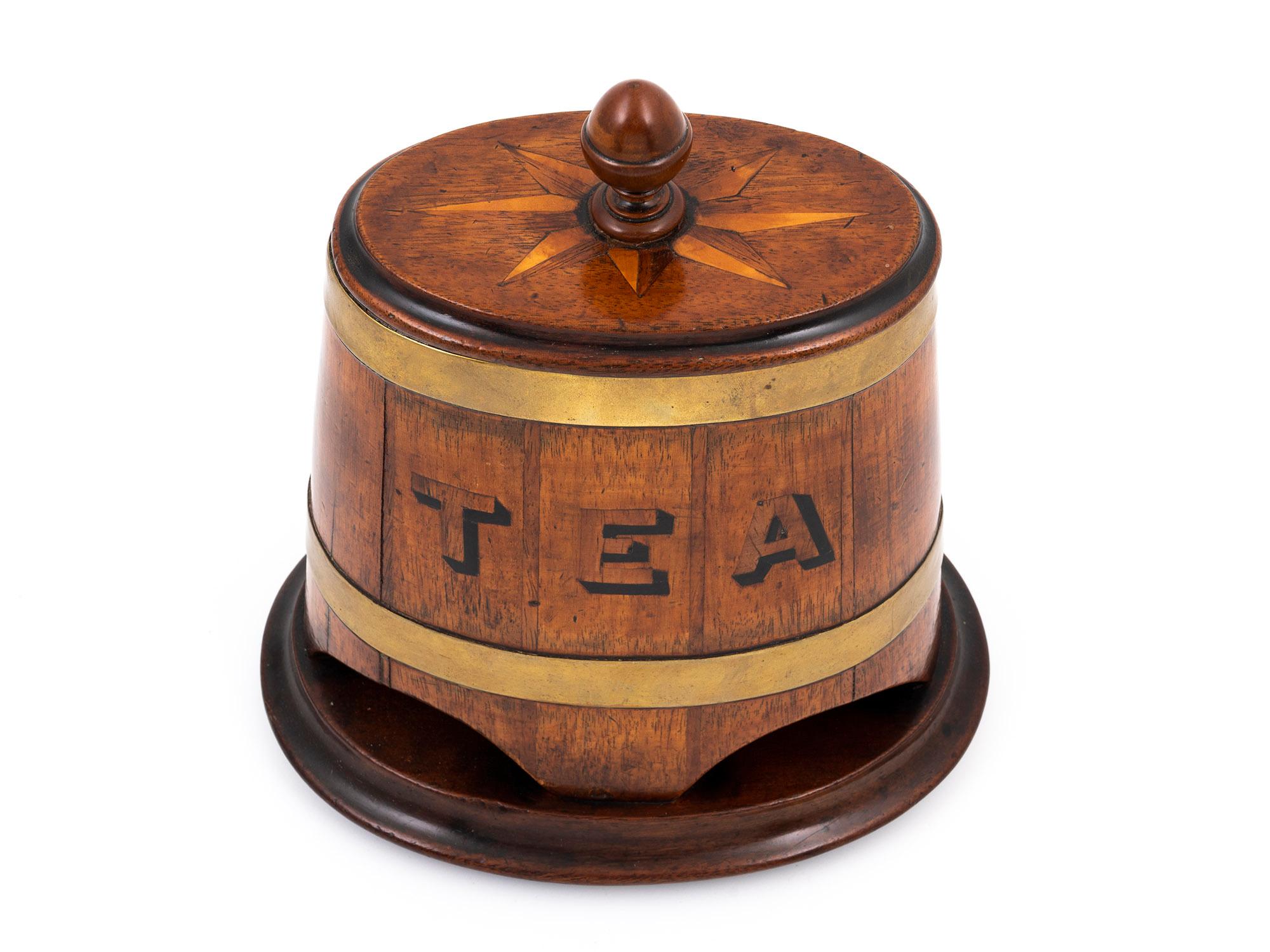 English Coopered Barrel Advertising Tea Caddy For Sale
