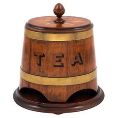 Coopered Barrel Advertising Tea Caddy
