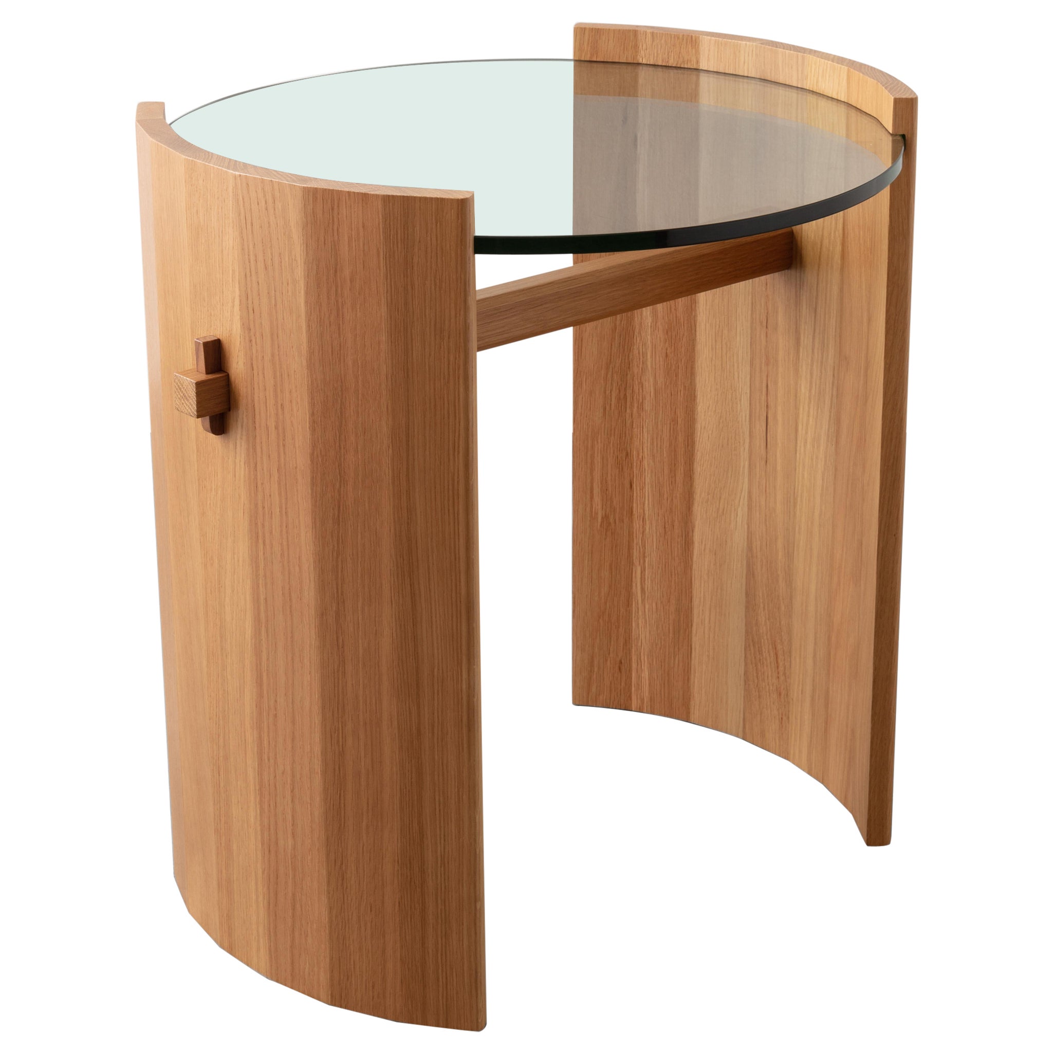 Coopered Side Table / Nightstand, White Oak For Sale