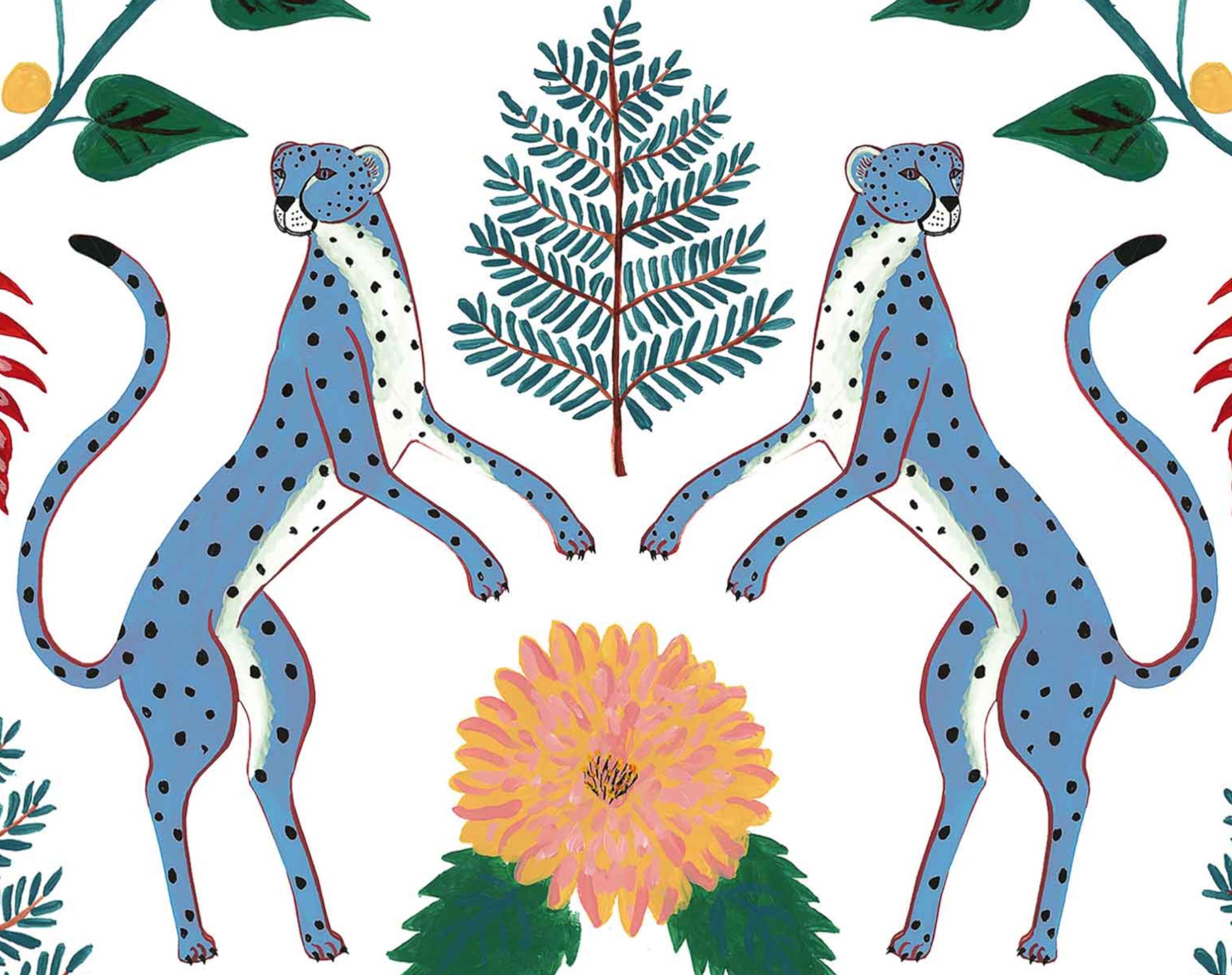 Coordonné Cheetahs Azul, Blue Wallpaper, Non-woven, Barcelona, Spain. For Sale 1