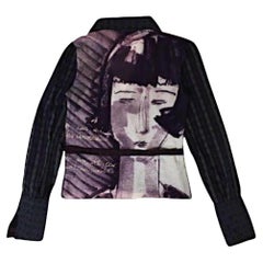 Cop Copine Mesh Wrap French Vintage Face Tattoo Medium Transparent T-shirt Top