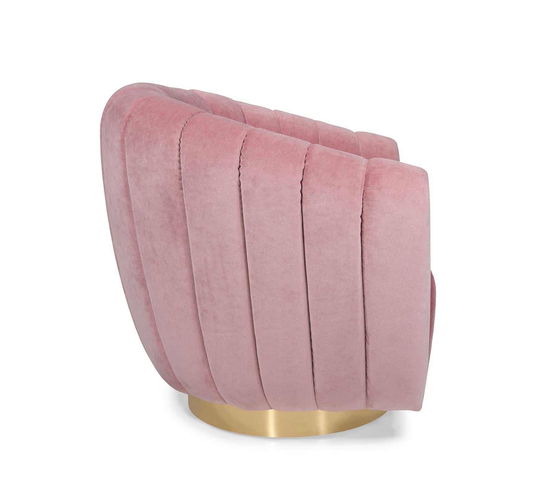Drehbarer Copa-Sessel, gepolstert mit rosa Samt von Bow and Arrow (21. Jahrhundert und zeitgenössisch) im Angebot