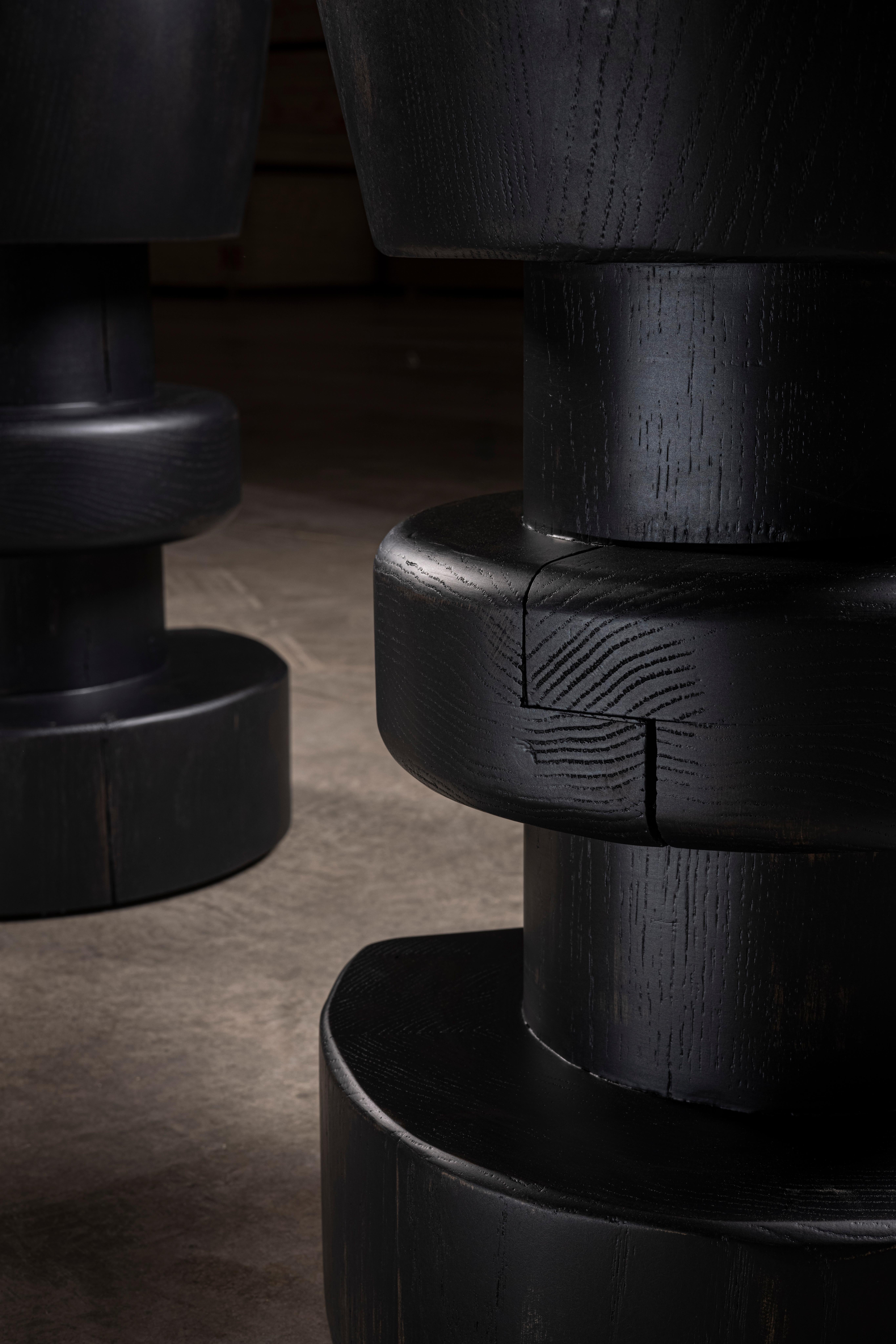 Altro Sgabello Copablanca in quercia nera massiccia e trattata con agenti atmosferici di NO AGE Studio in vendita