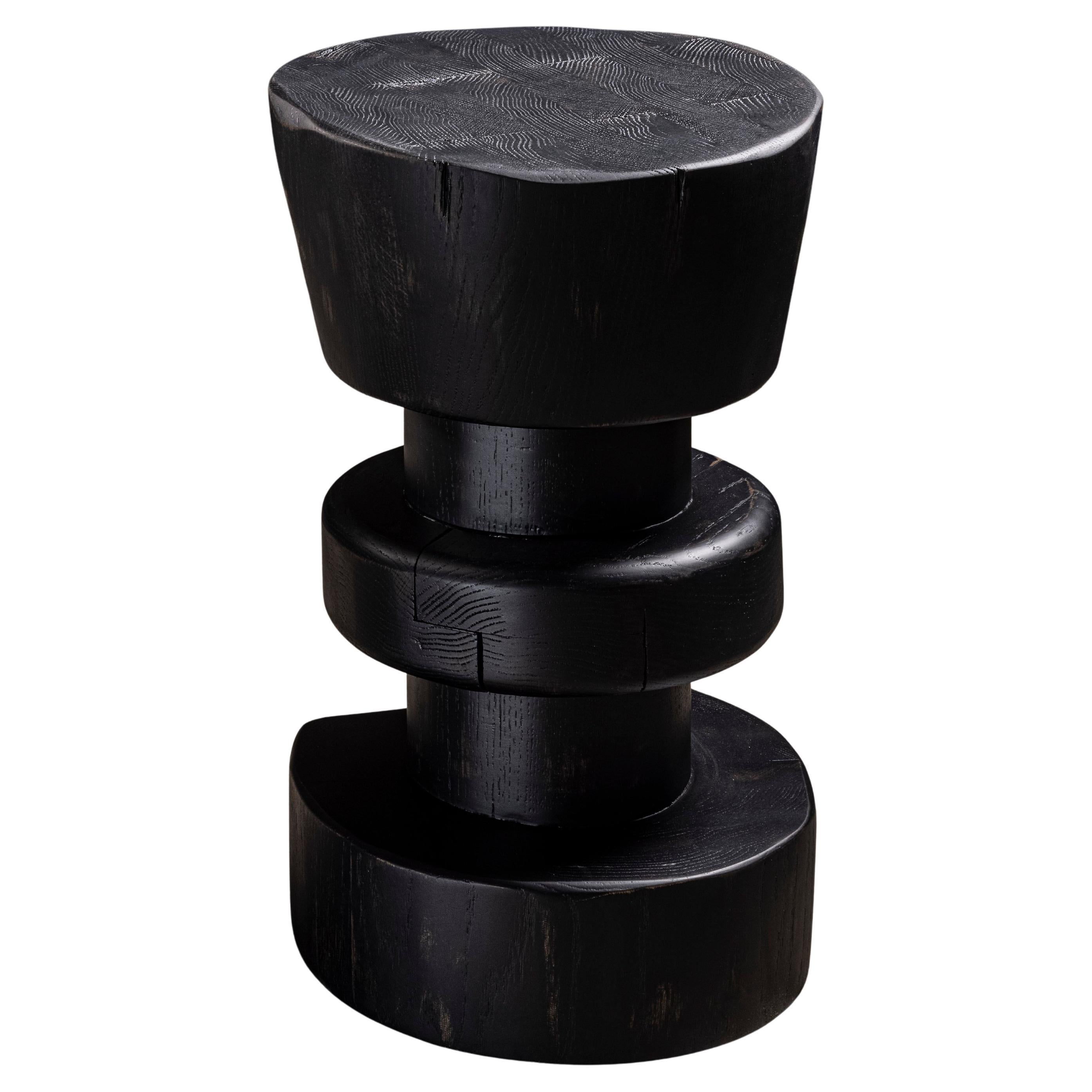 Copablanca Stool in Solid Weathered Black Oak by No Age Studio