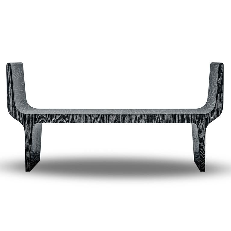Modern Copacabana Bench, Black Limed Oak by Duistt, Handcrafted in Portugal by Duistt For Sale