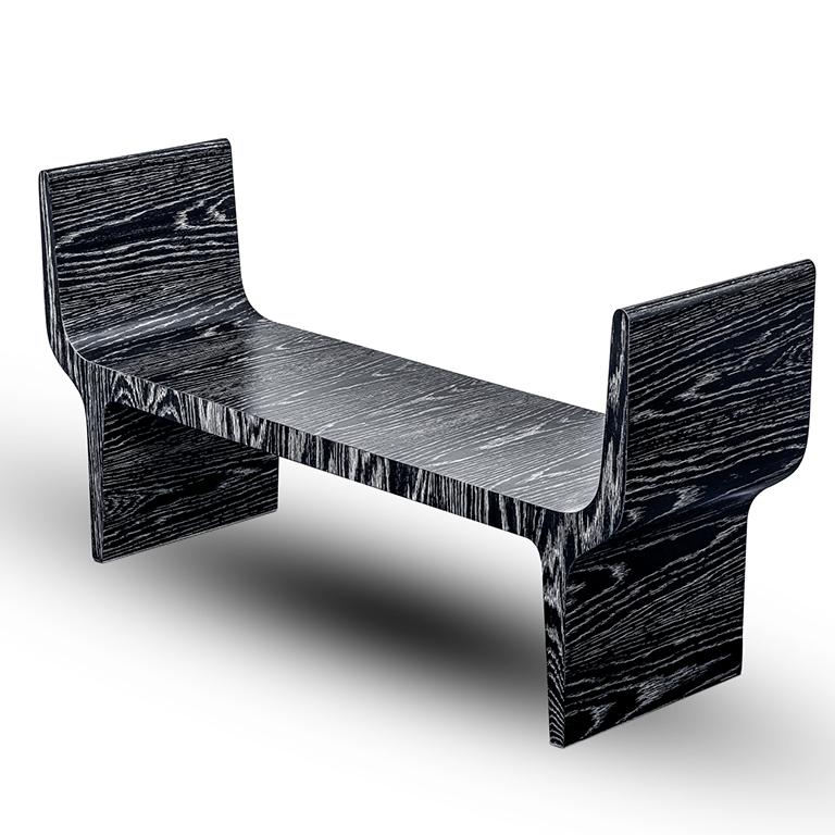 Modern Copacabana Bench, Black Limed Oak by Duistt, Handcrafted in Portugal by Duistt For Sale