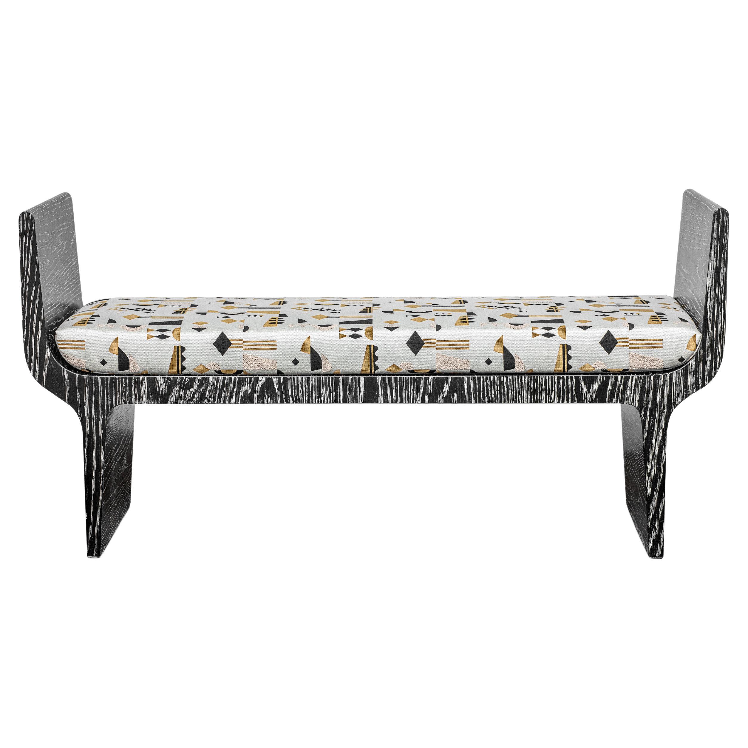 Copacabana Bench, Black Limed Oak by Duistt, Handcrafted in Portugal by Duistt For Sale