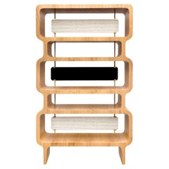 Copacabana Bookcase, Natural Oak and Travertine Details, Handcrafted by Duistt