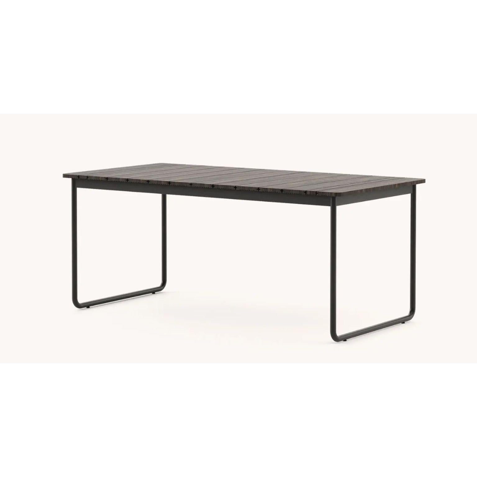 Copacabana dining table by Domkapa.
Materials: black texturized stainless steel, bamboo wood. 
Dimensions: W 180 x D 90 x H 78 cm.
Also available in different materials.

Dining Alfresco has never been this easy. With Copacabana Dining Table,