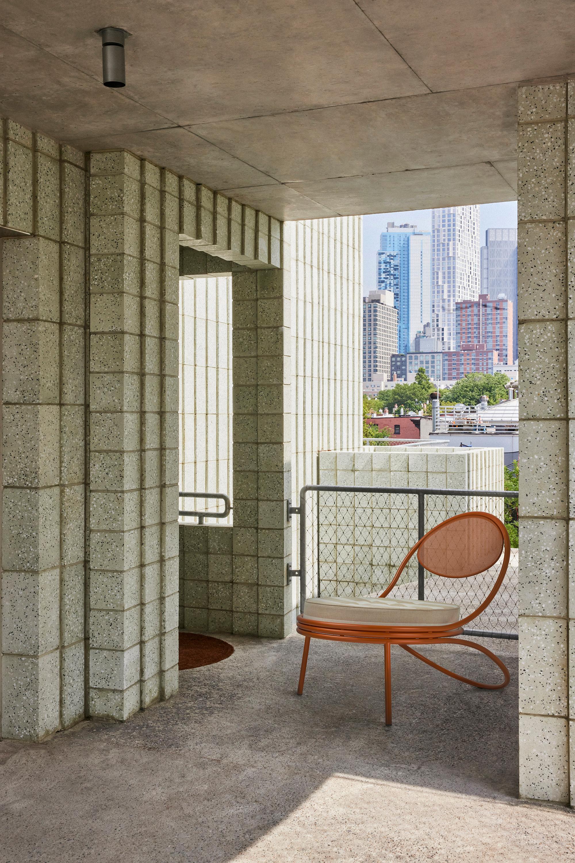 Mid-Century Modern 'Copacabana' Indoor Outdoor Lounge Chair by Mathieu Matégot in Leslie Fabric For Sale