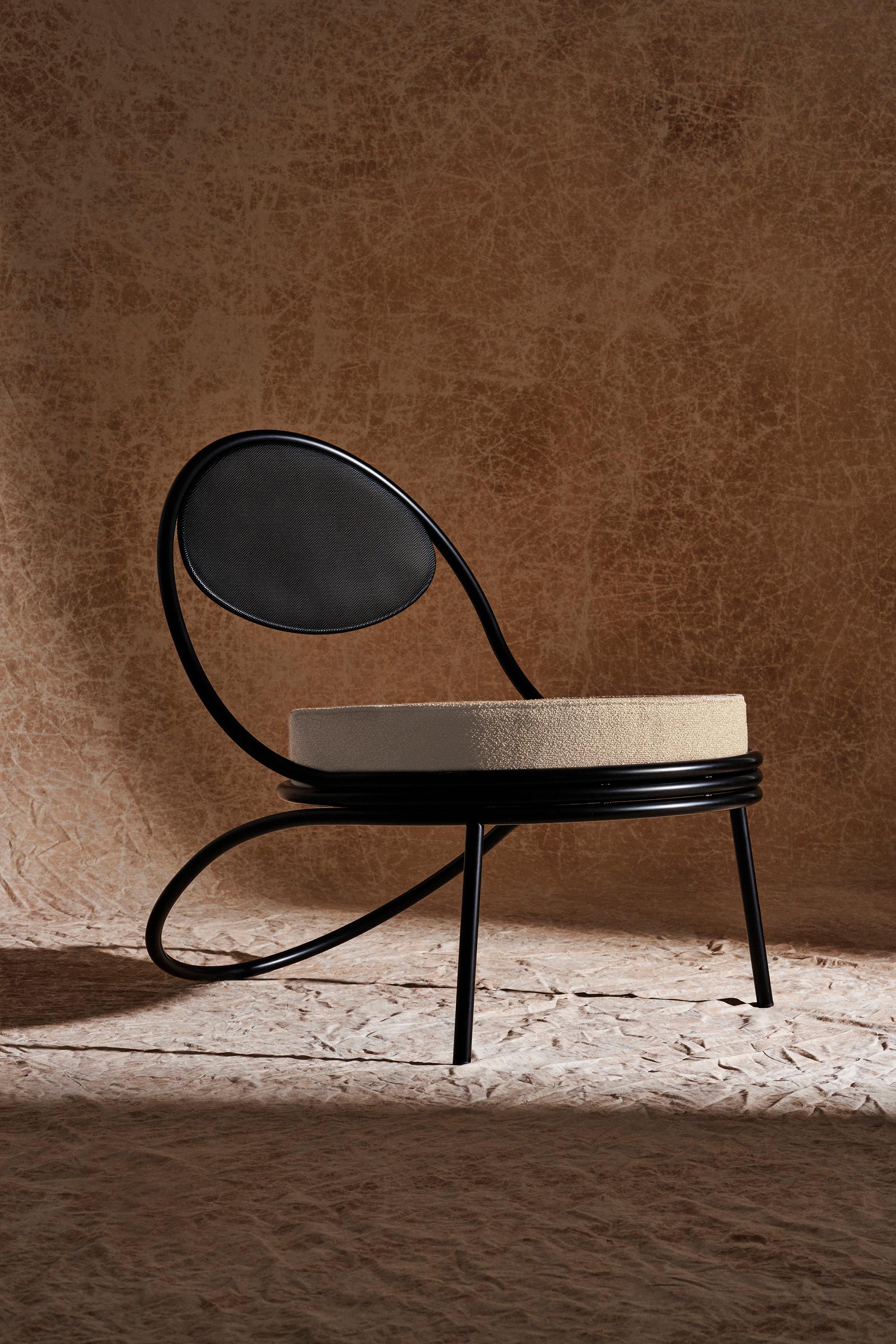 Mid-Century Modern 'Copacabana' Indoor Outdoor Lounge Chair by Mathieu Matégot in Lorkey Fabric For Sale