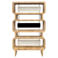 Copacabana natural oak and travertine open bookcase with brass details by Duistt