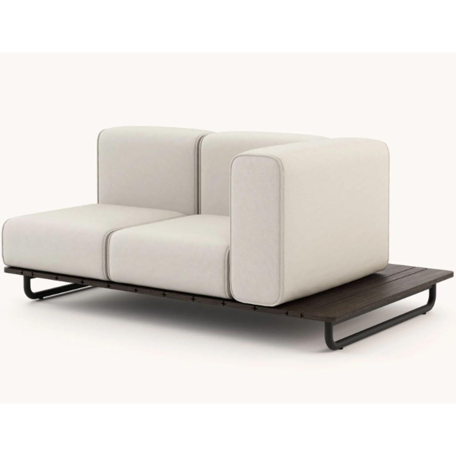 Copacabana sofa with 1 Arm Left by Domkapa
Materials: Black texturized steel, bamboo wood, fabric (Rhine Ice).
Dimensions: W 165 x D 105 x H 75 cm.
Also available in different materials. 

Copacabana Sofa with or without armrest is an exclusive