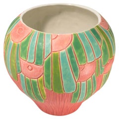 Copan Hand Carved Multicolor Porcelain Art Pottery Vase