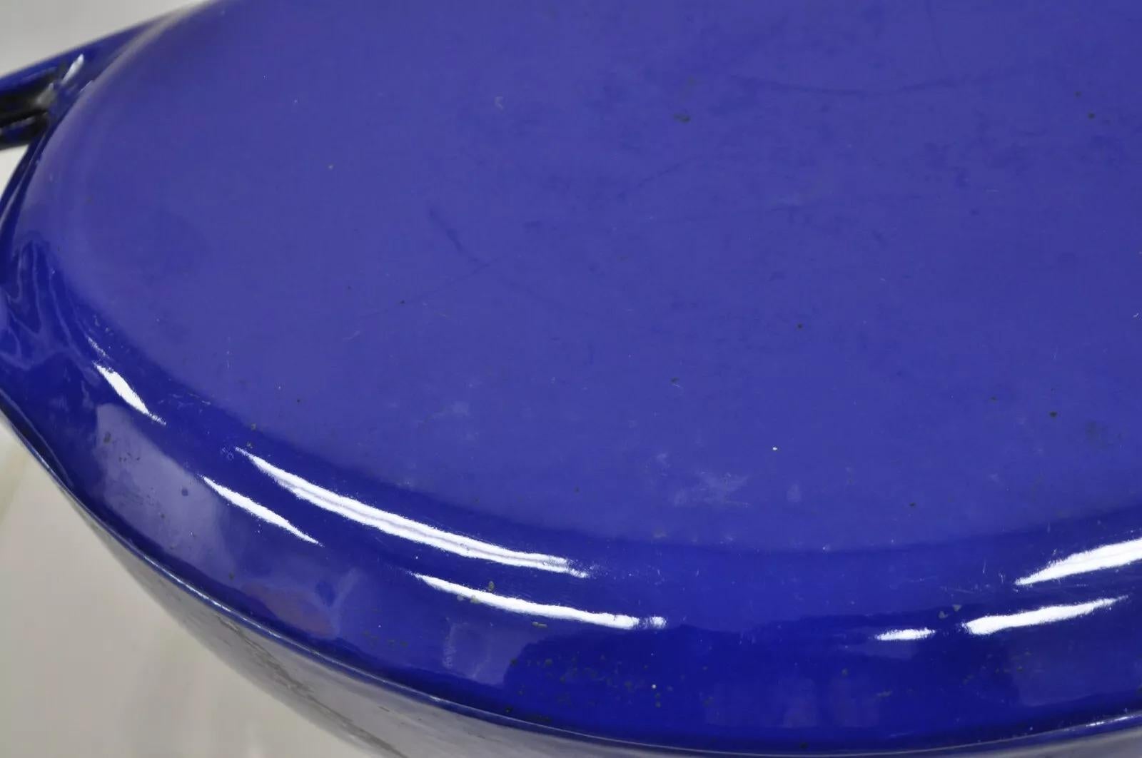 Copco Denmark Dutch Oven Deep Blue Enameled Cast Iron Oval Lidded O2 Model Pot 5